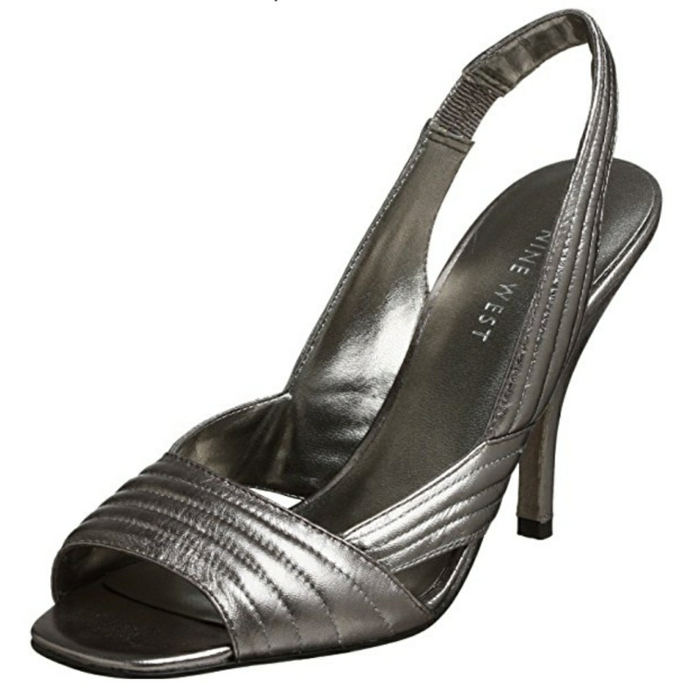 Nine West Silver/Pewter Sling Back Sandals